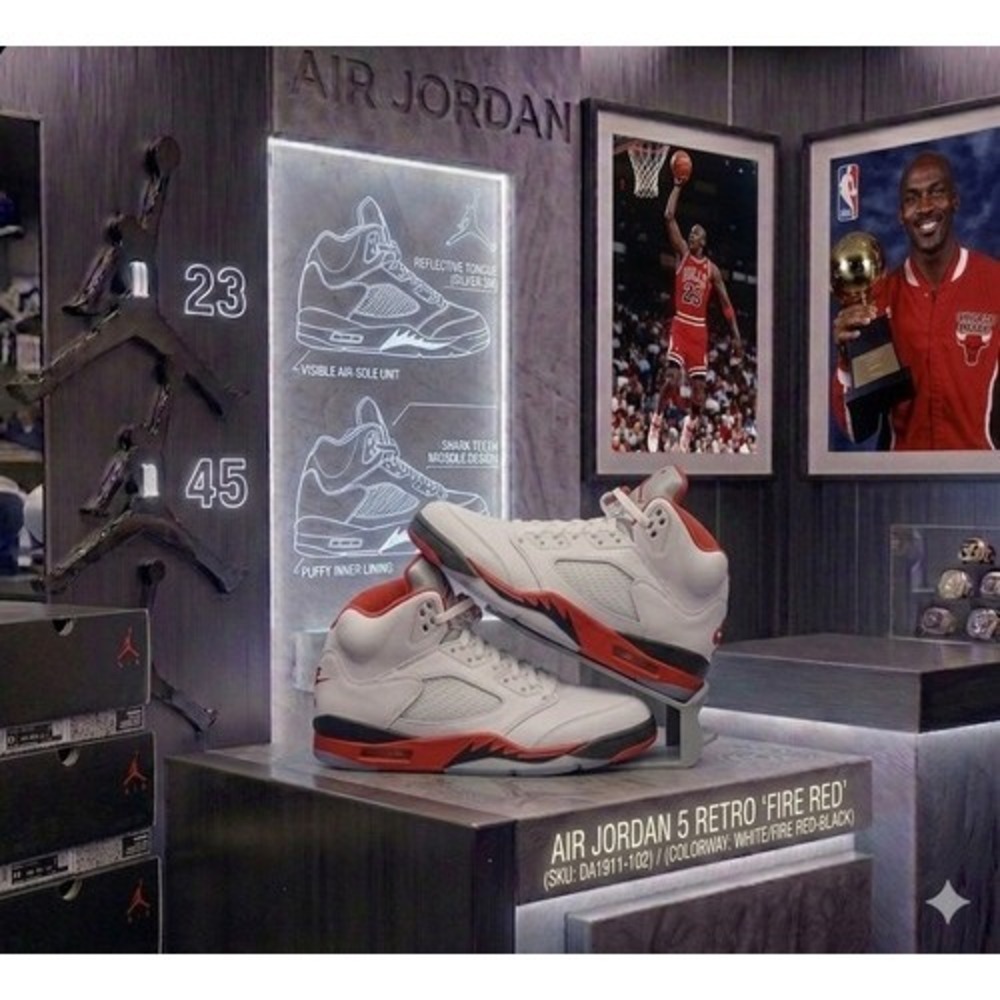Air Jordan 5 Retro OG Fire‎ Red Black Tongue HQ7978-101 12M clean/authenticated!